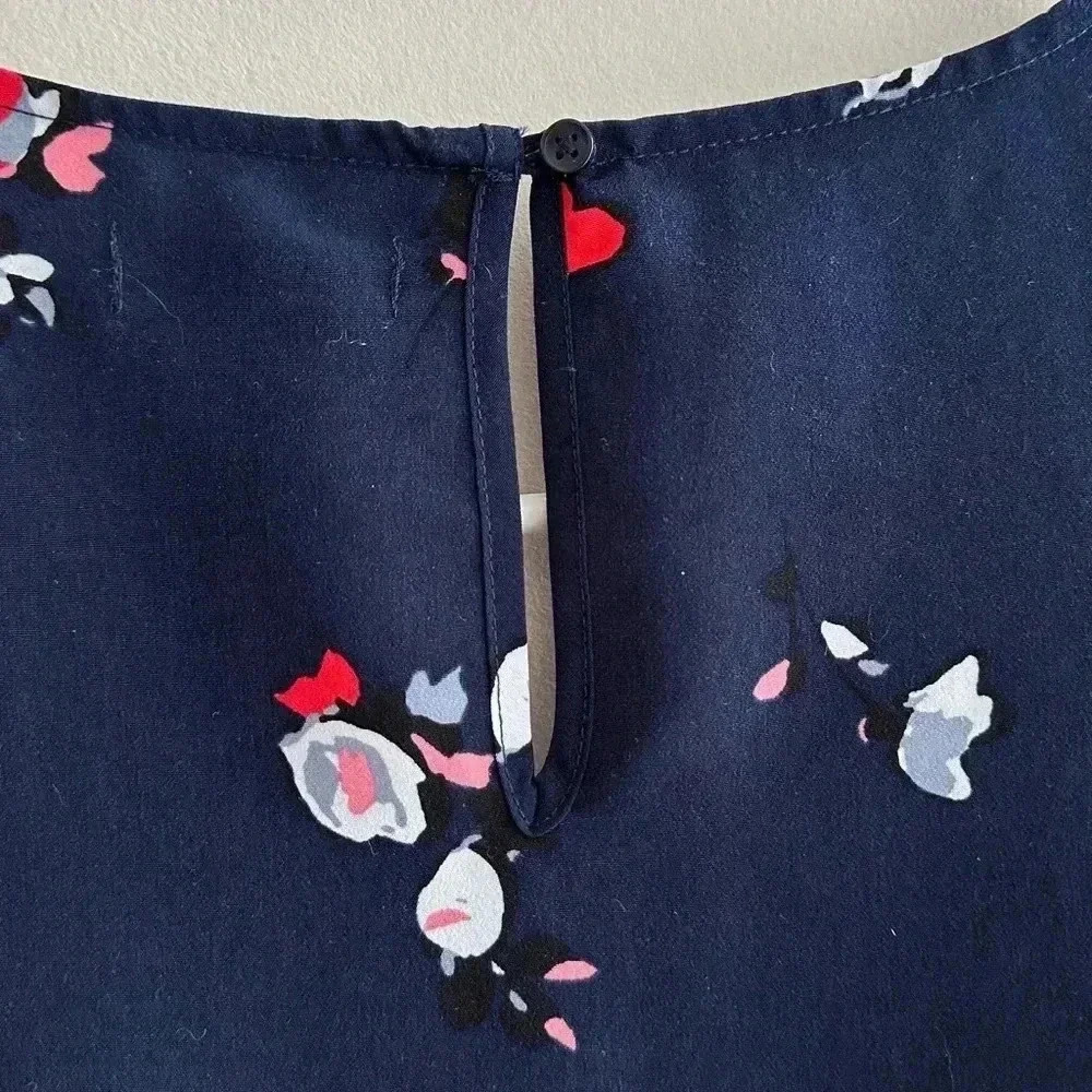 GAP Navy Blue Tank Top with Flowers, Square Tank Top, Layering Tank, Size Small - Picture 9 of 16